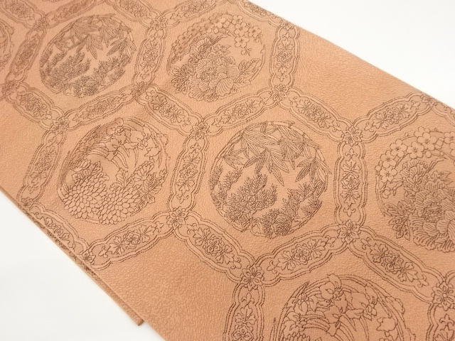 本場筑前博多変わり亀甲に草花模様織出し名古屋帯